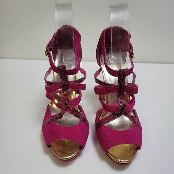 Mixx shuz pink and snake print platform heels - Picture 3 of 11